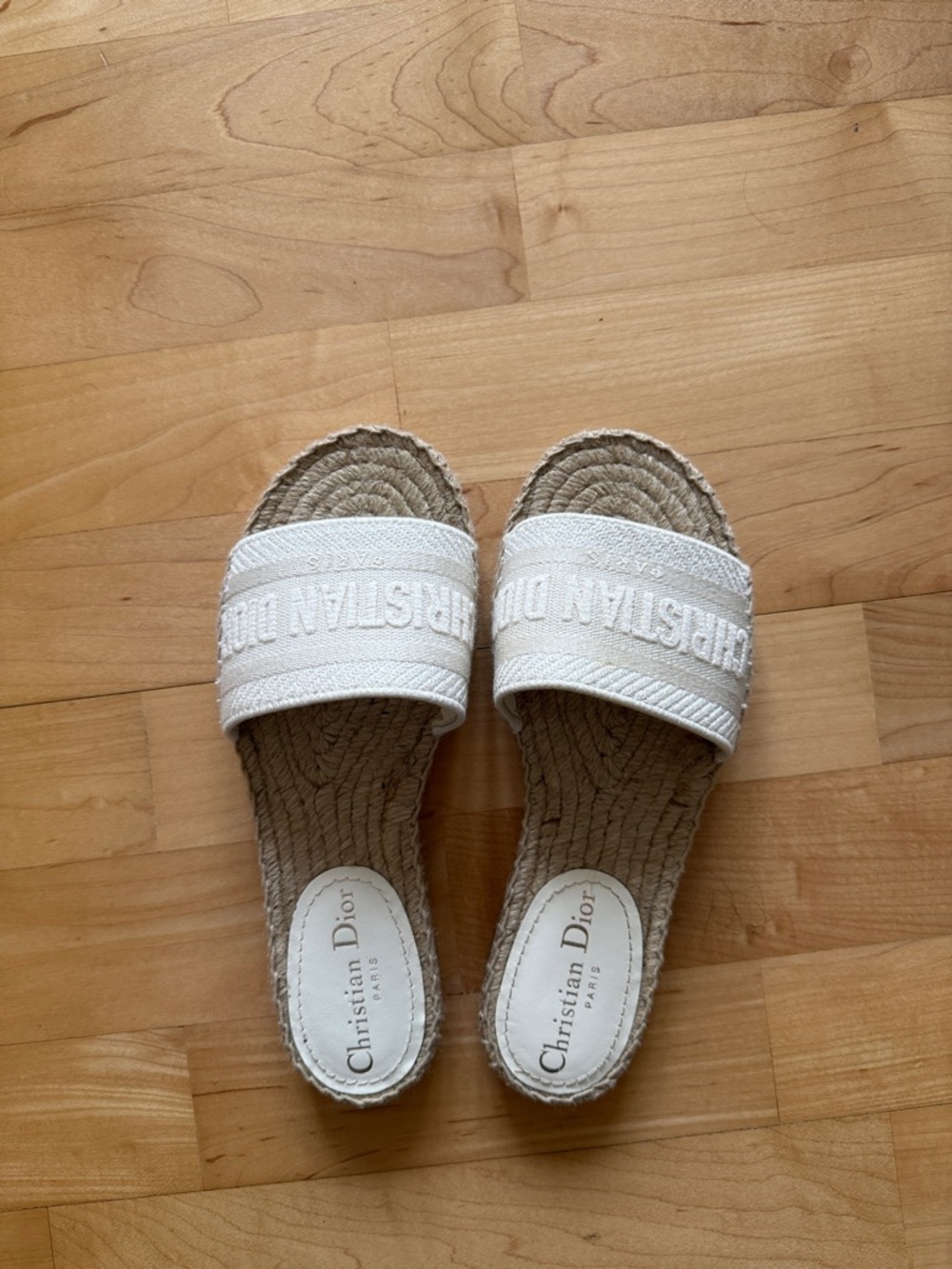 Dior Cream Embroidered Cream Mules